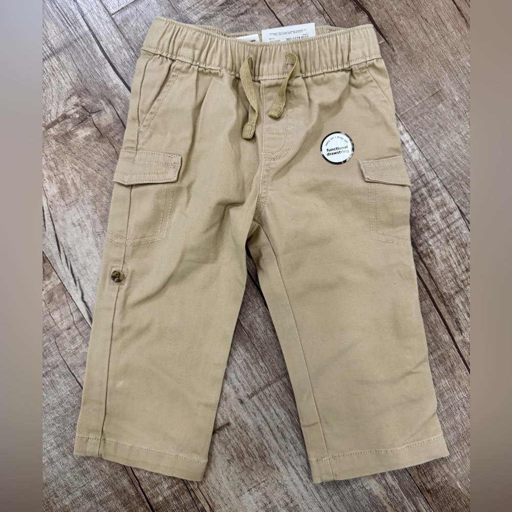 Okie Dokie Toddler Boys Beige Pull-On Cargo Pants NWT‎ 12M